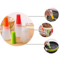 Portable Silicone Bottle Cooking Oil Baking Bbq Grill Basting Brush With Lid